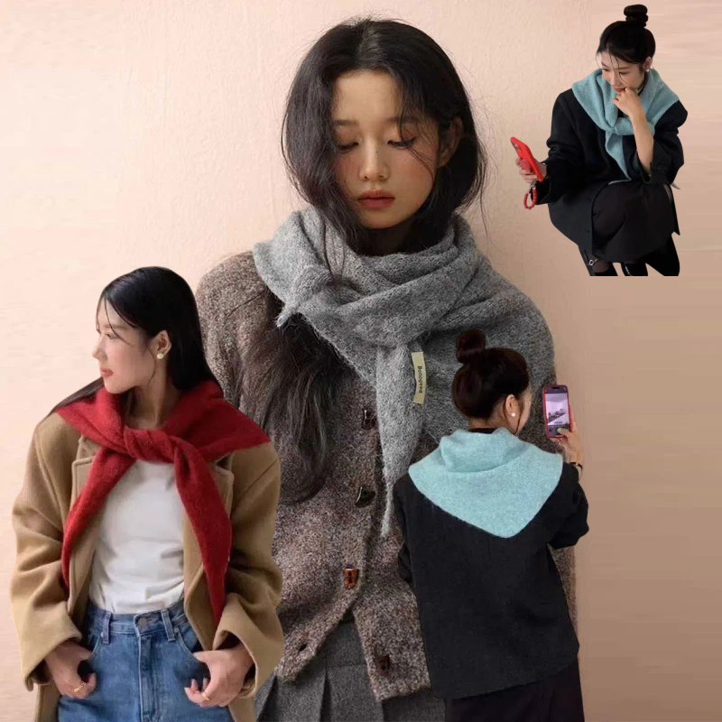 Women'S Korean Accessories - Selendang Segitiga Rajutan Wol Korea Selendang