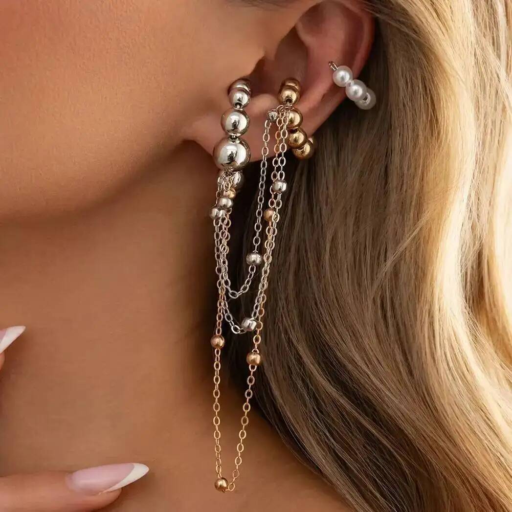 Tassel Earrings Boho - Ingemark Bohemia Mutiara Imitasi Rantai Logam