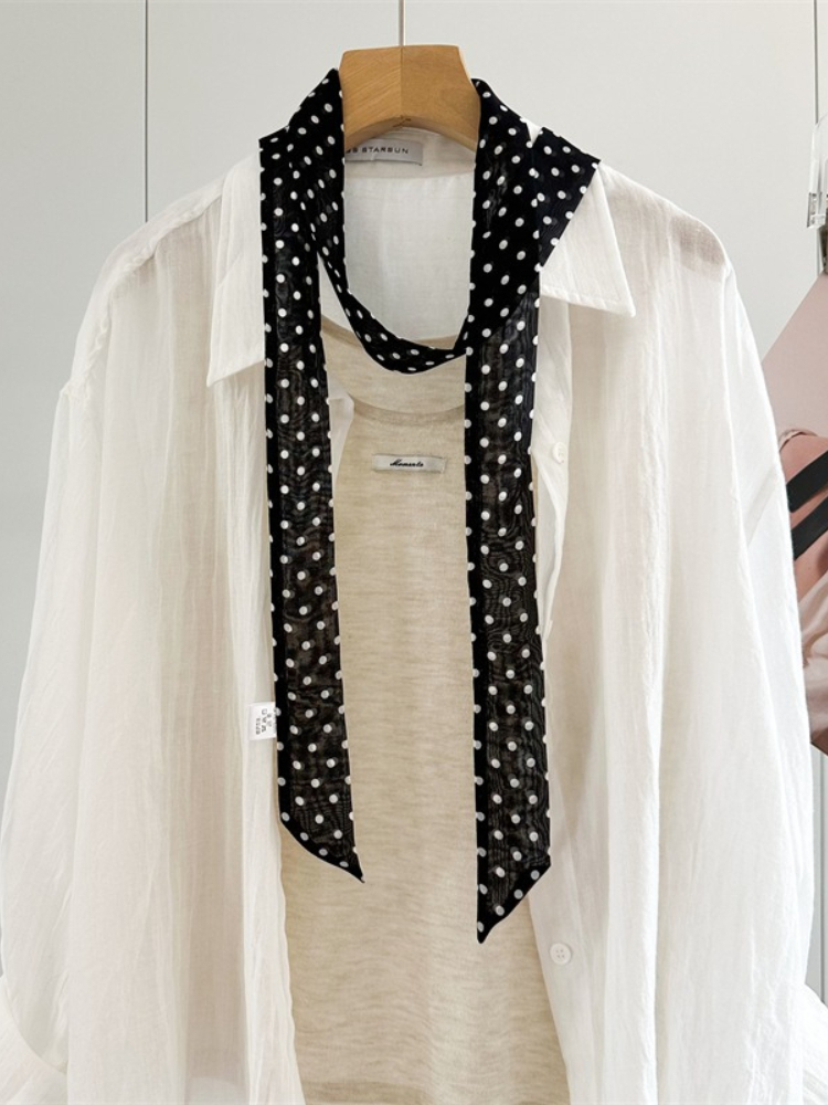 Women'S Korean Accessories - Syal Panjang Sempit Wanita Polkadot Ikat