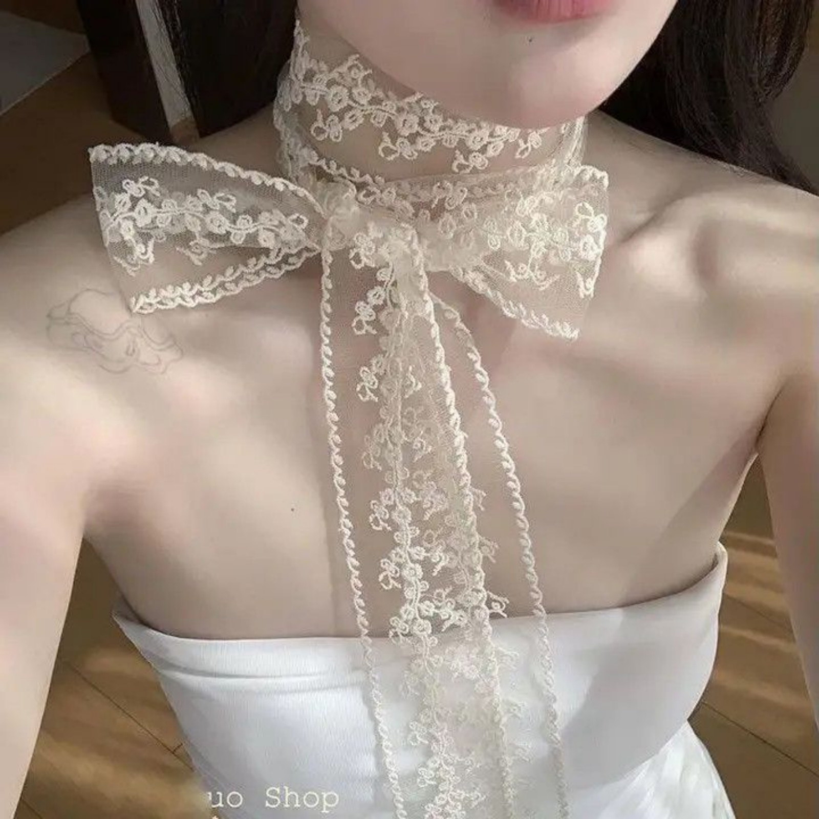 Syal Pita Renda Putih Korea un - Women'S Korean Accessories ulasan dan harga