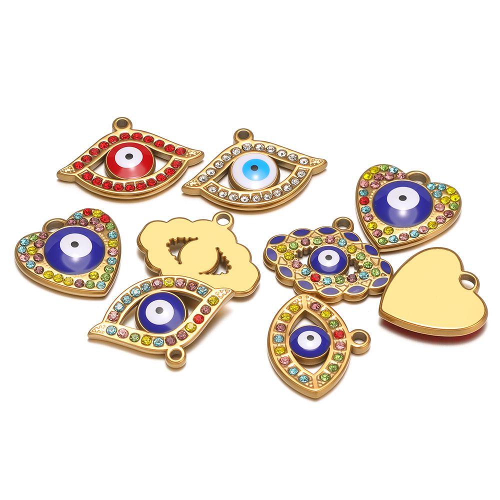 4 Buah Liontin Hati Warna Emas - Evil Eye Bracelet ulasan dan harga