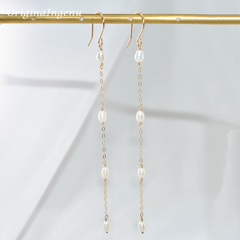 14K Anting Mutiara Alami Teris - Tassel Earrings Boho ulasan dan harga