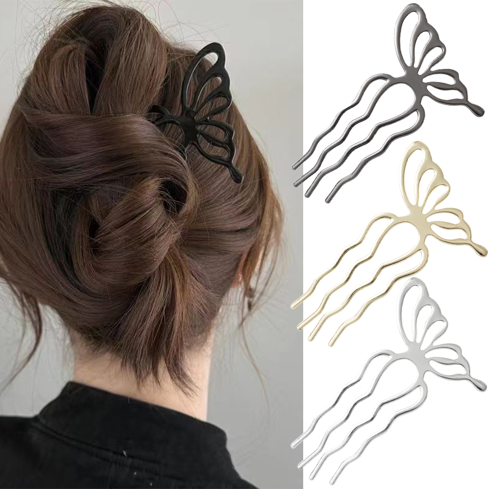 Jepit Rambut Bentuk U Kupu-kup - Women'S Korean Accessories ulasan dan harga