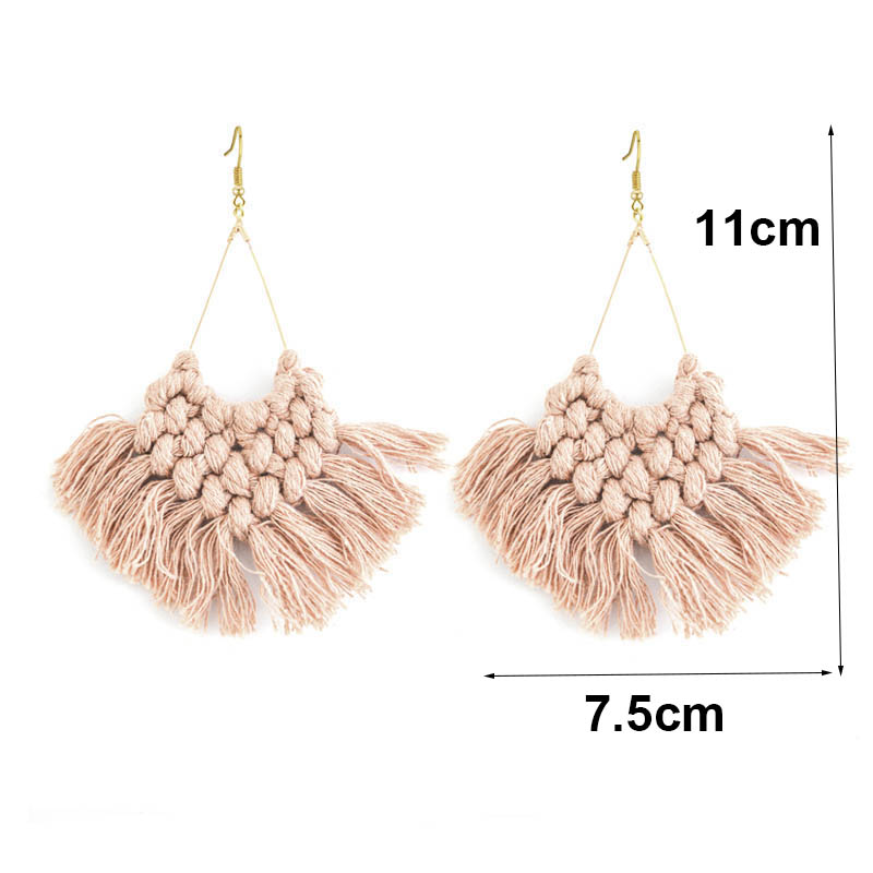 Baru Besar Buatan Tangan Tenun - Tassel Earrings Boho ulasan dan harga