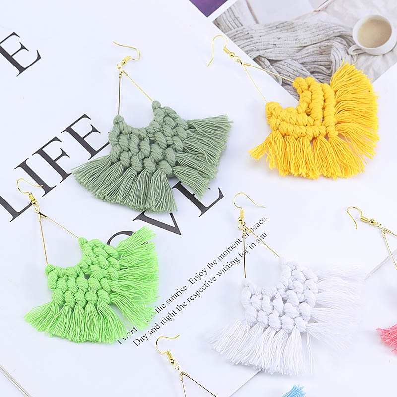 Baru Besar Buatan Tangan Tenun - Tassel Earrings Boho ulasan dan harga