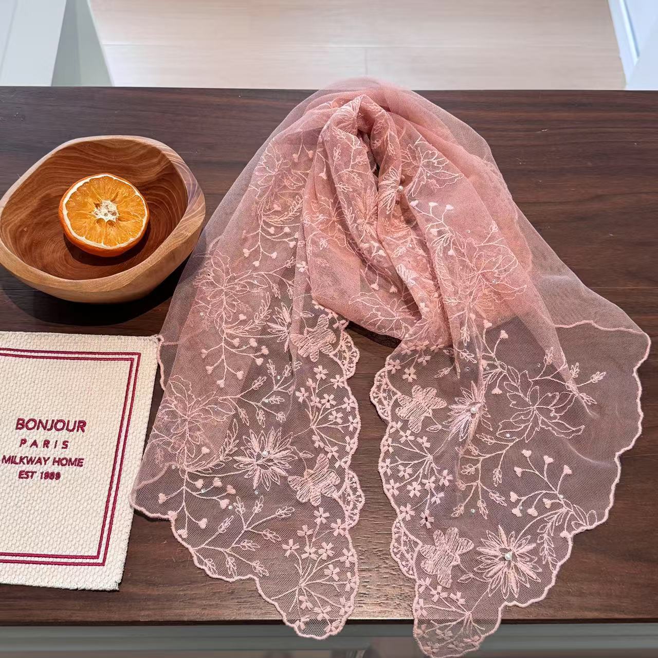 Syal Panjang Renda Mutiara Ele - Women'S Korean Accessories ulasan dan harga