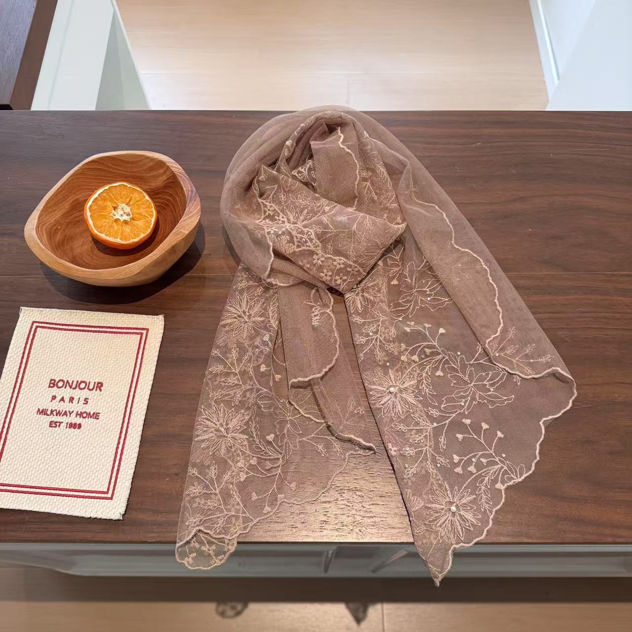 Syal Panjang Renda Mutiara Ele - Women'S Korean Accessories ulasan dan harga
