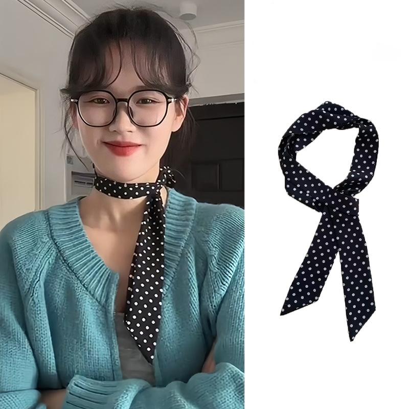 Syal Sutra Polkadot Modis, Aks - Women'S Korean Accessories ulasan dan harga