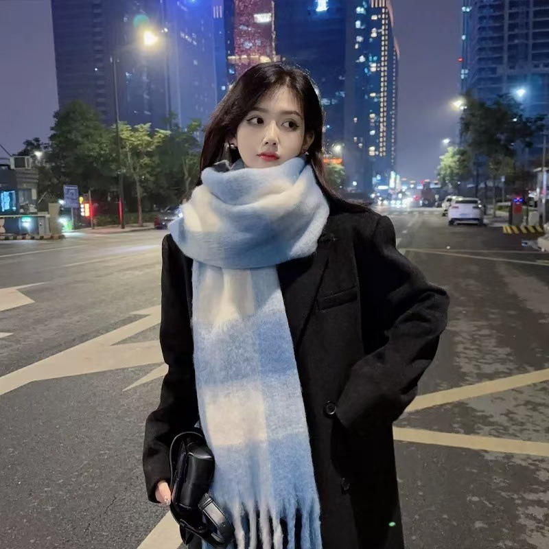 Syal Mohair Kotak-kotak Korea  - Women'S Korean Accessories ulasan dan harga