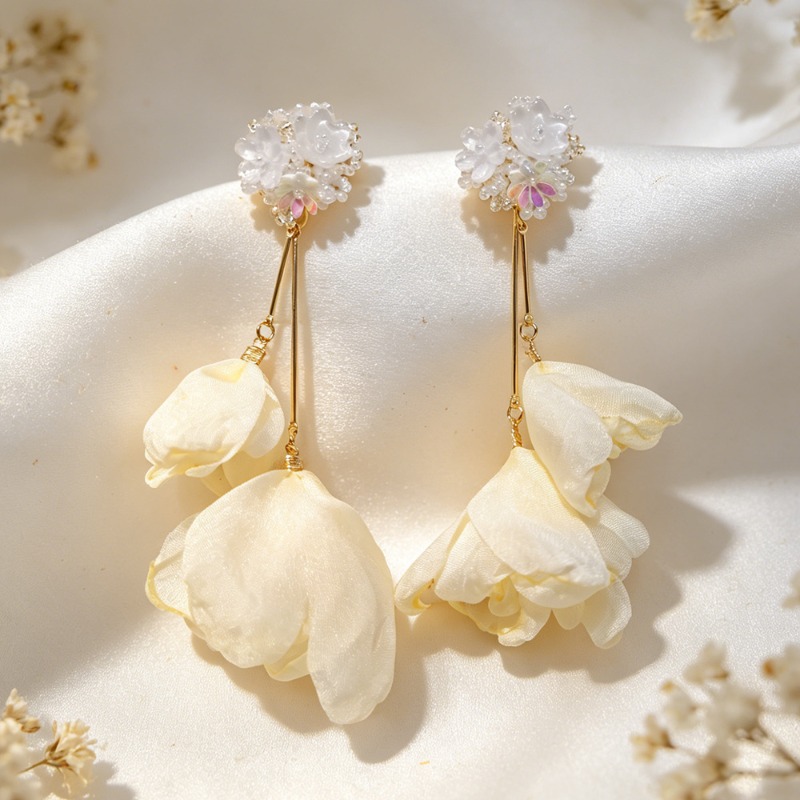 Anting-anting jepit bunga mode - Tassel Earrings Boho ulasan dan harga