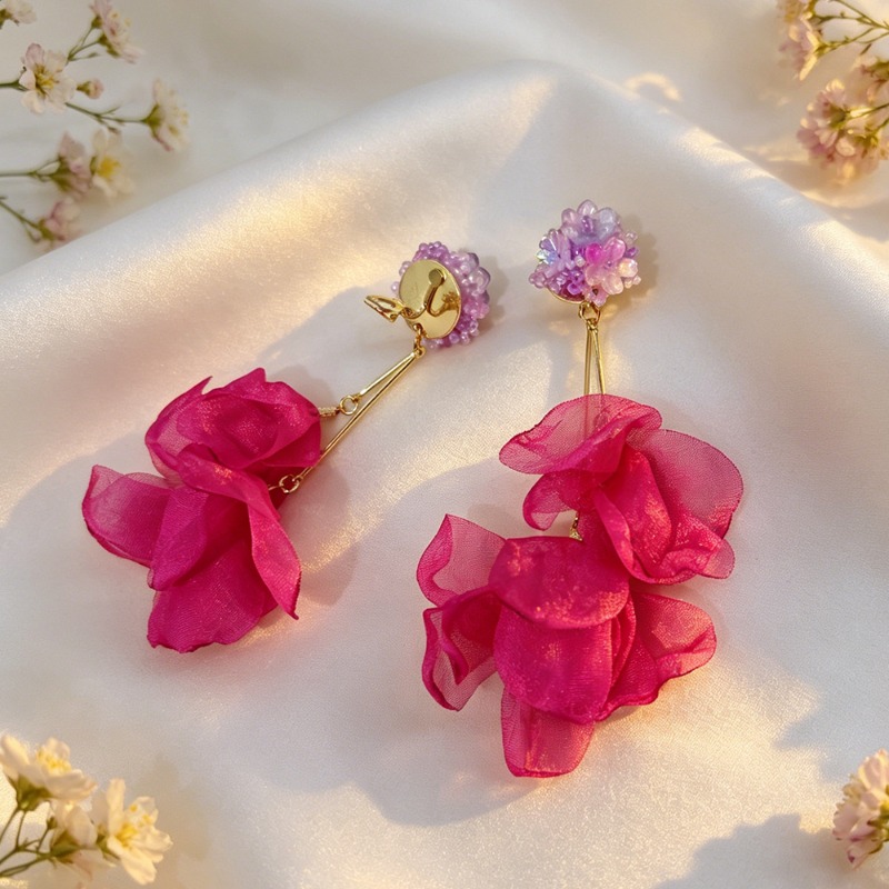 Anting-anting jepit bunga mode - Tassel Earrings Boho ulasan dan harga