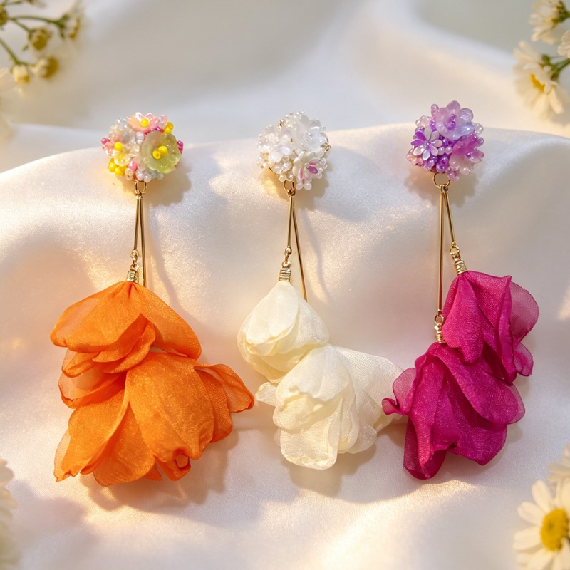 Anting-anting jepit bunga mode - Tassel Earrings Boho ulasan dan harga